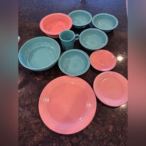 Fiesta Pink and Turquoise Two-Tone Dinnerware